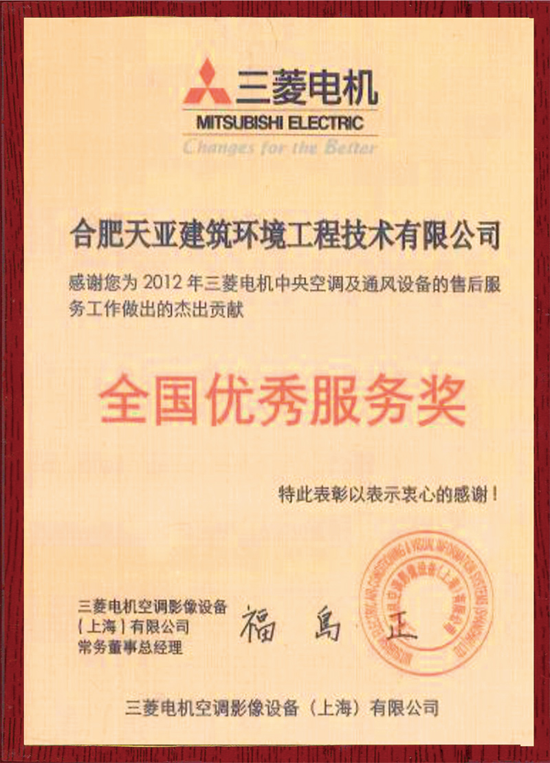 全國優(yōu)秀服務(wù)獎(jiǎng)